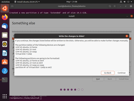 Write the changes to disk?